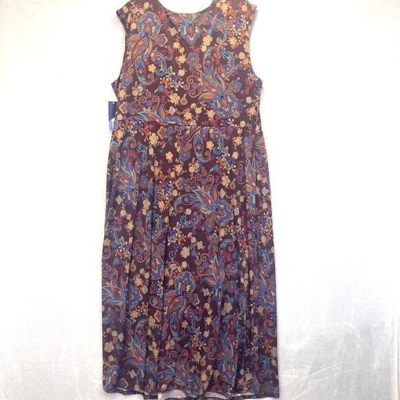 NWT Meri Skye Floral Maxi Dress Womens 4X Purple Paisley Sleeveless Stretch Boho - Picture 2 of 15